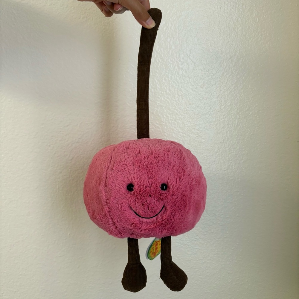 🍒SOLD🍒  Jellycat Amuseable Cherry Fruit Soft Plush Toy Beanie 2022 Retired